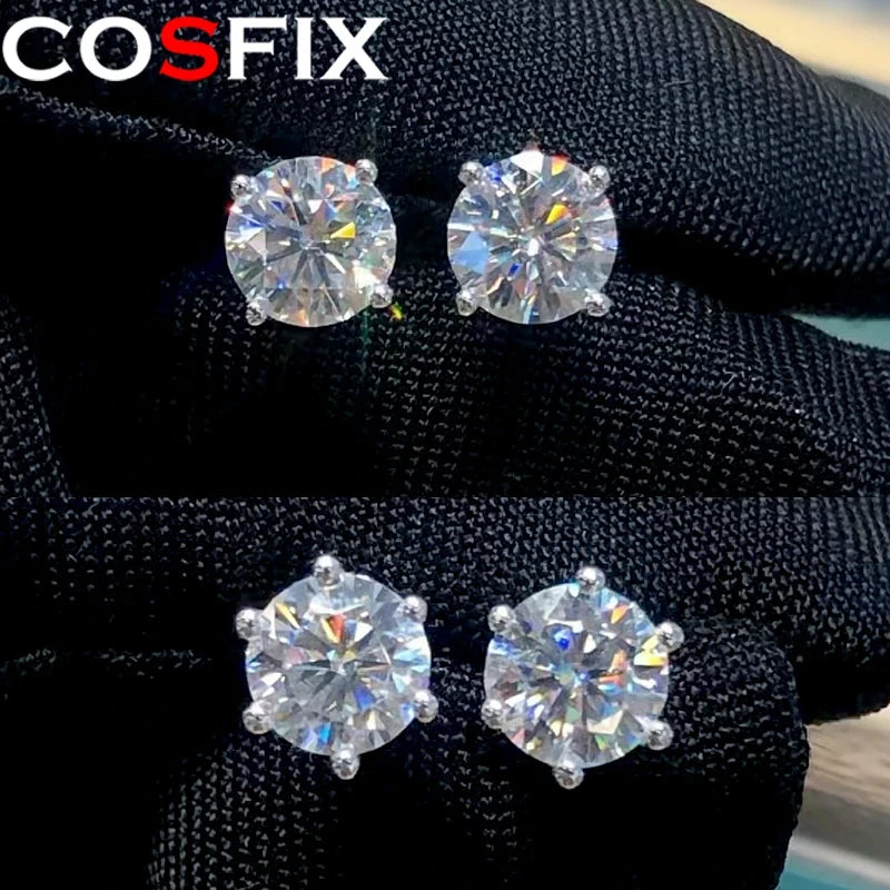 Moissanite Stud Earrings – S925 Sterling Silver Unisex Studs (1–2 CT Options)