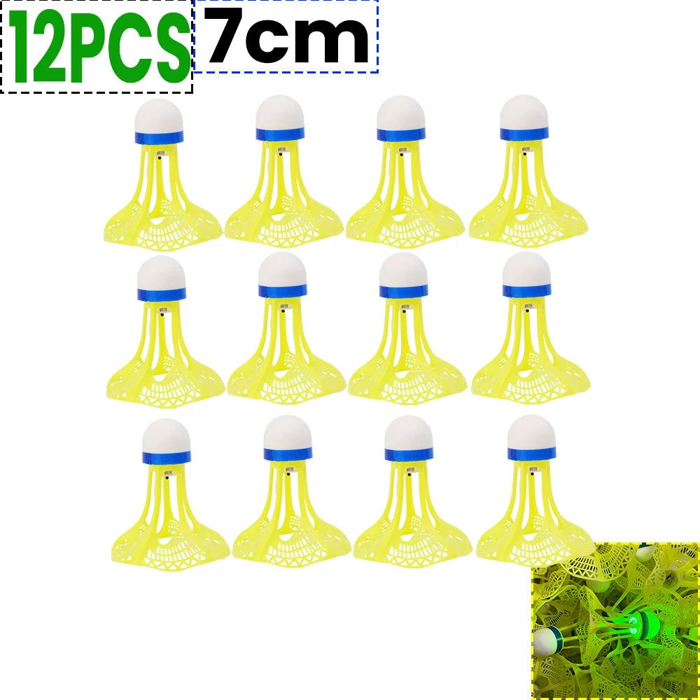 12 or 1 PCS LED Light-Up Badminton Shuttlecocks – Colorful Luminous Foam Badminton Balls for Kids and Sports