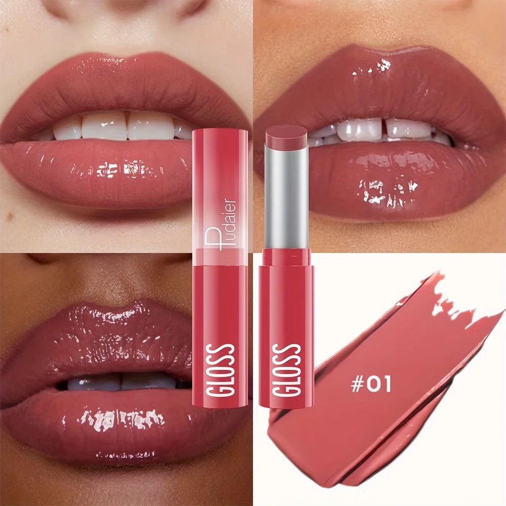 Glass Shine Lip Glaze – Mirror Finish Lipstick, Waterproof, Long-Lasting, Non-Transfer, Plumping Nude Shades