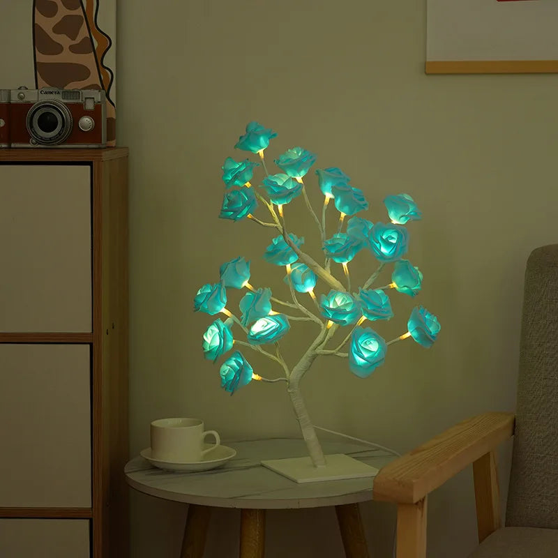 24 LED Rose Lamp, Rose Light Tree Table Top Decorations for Wedding Mother's Day Valentine’s Day Decorations, Gift for Girls Mom