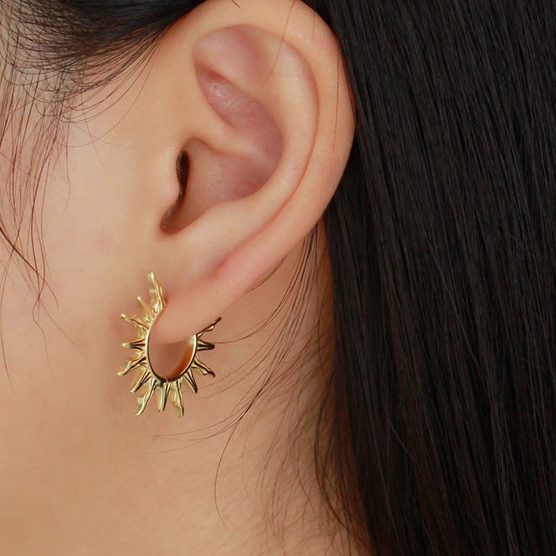 925 Sterling Silver Multi-Turn Hoop Earrings with White Zircon, Fashion Punk Jewelry for Women