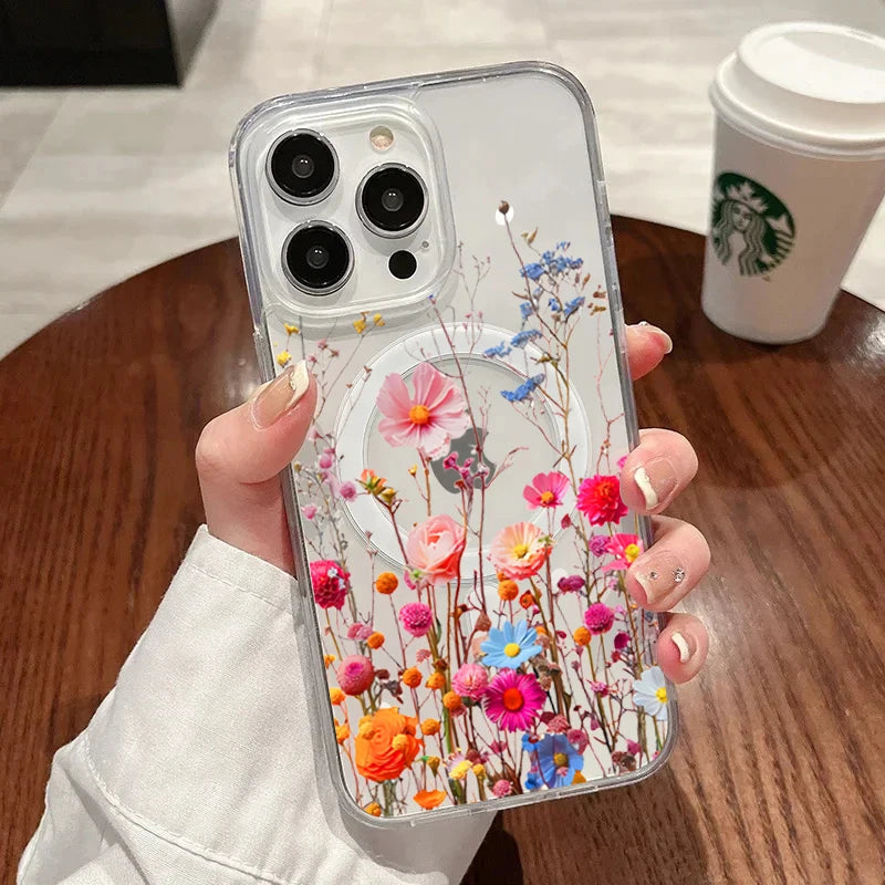 Elegant Blue Lily Pattern Silicone Phone Case