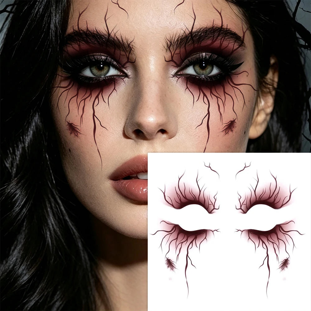 Halloween Vein and Spider Web Temporary Tattoo Stickers for Gothic Horror Costumes, Themed Parties and Special Effects Body Art