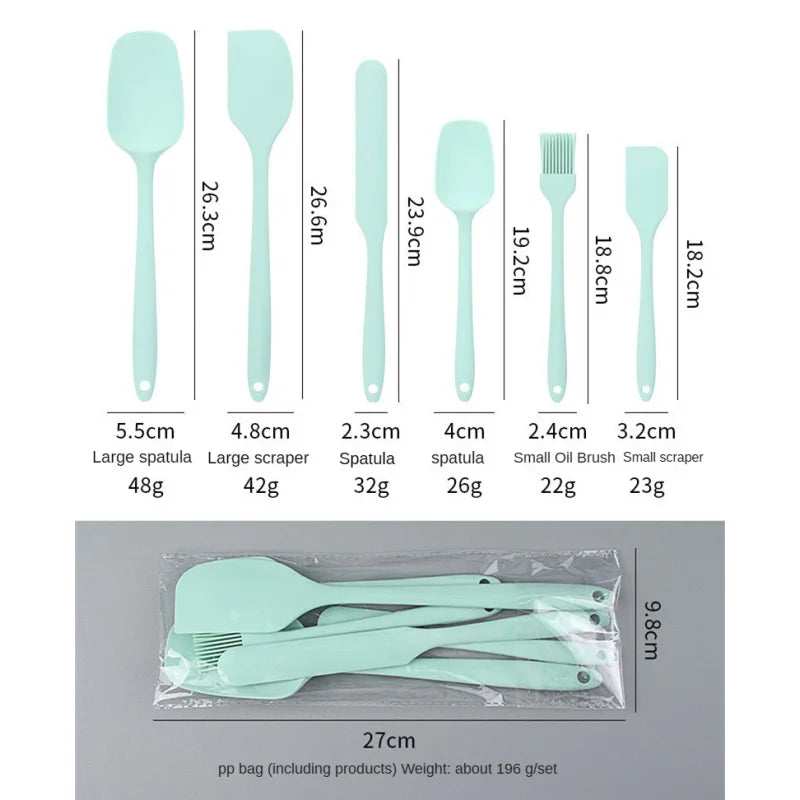 6-Piece Silicone Spatula Set for Baking – Includes Cake Frosting Brush, Non-Stick Scrapers & Cream Spreaders | Cute & Functional Kitchen Gadgets