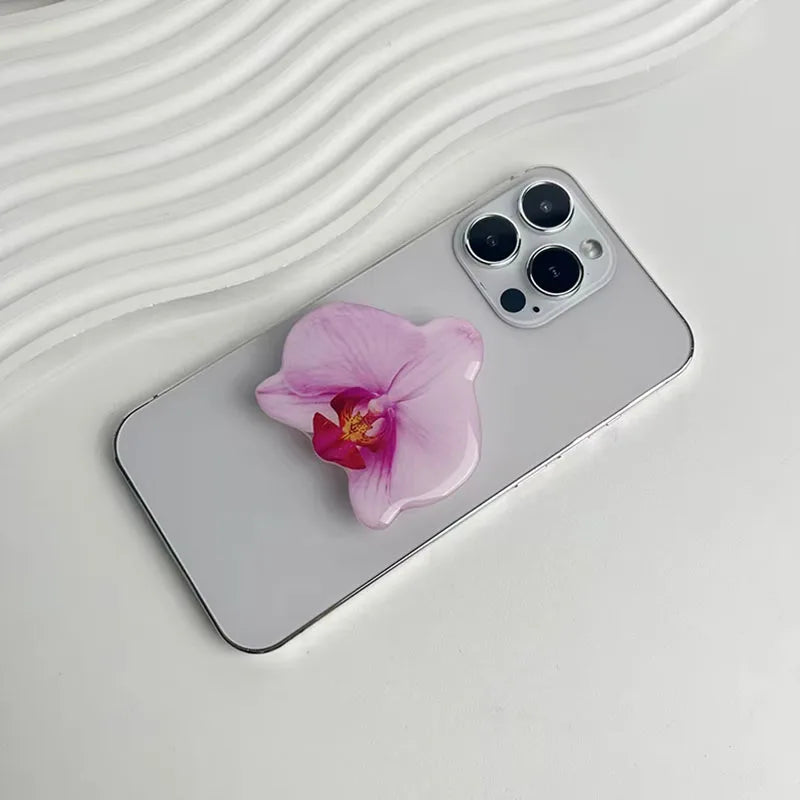 Acrylic Orchid Folding Ring Phone Holder — Grip Stand & Desktop Support