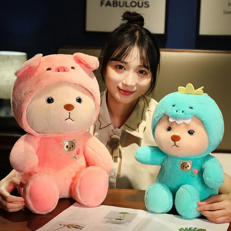 Anime Plush Toy 25/35cm – Jointed Bear, Bunny, Duck, Shark, and Pig Stuffed Animal