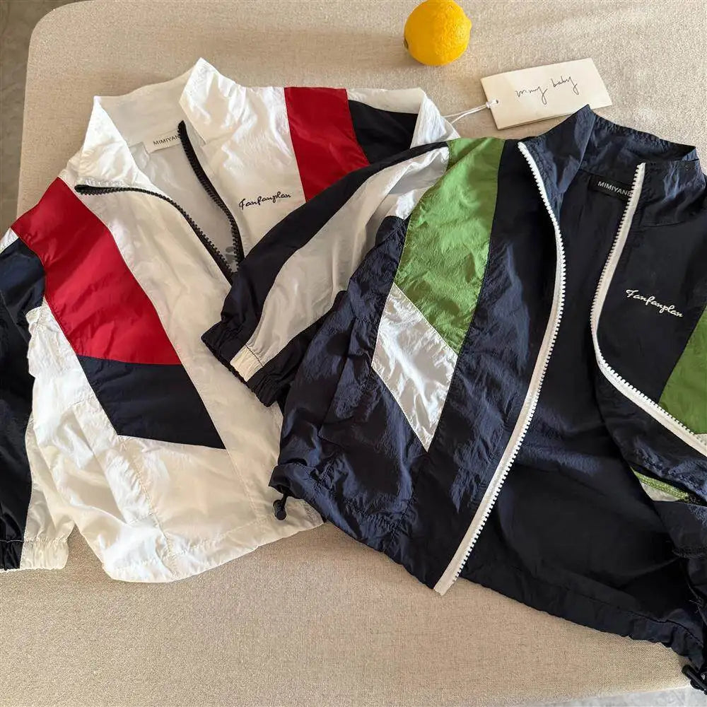Kids Color-Block Sunscreen Jacket & Shorts Set – Boys & Girls, Quick-Dry, Ages 7-13