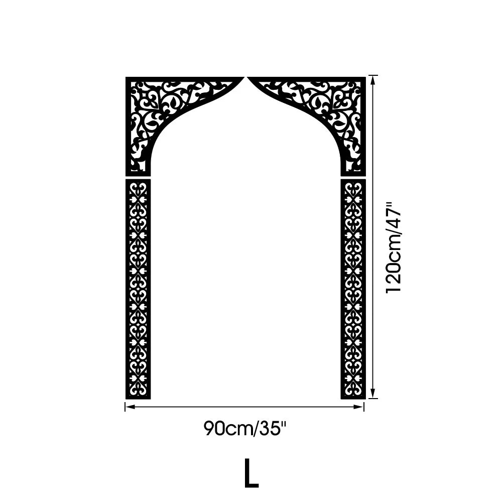 Islamic Arch Mirror Wall Sticker – Gold Acrylic 3D Mosque Frame Decal with Geometric Pattern for Ramadan & Eid Decor