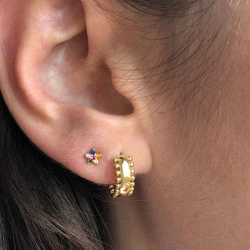 925 Sterling Silver Multi-Turn Hoop Earrings with White Zircon, Fashion Punk Jewelry for Women