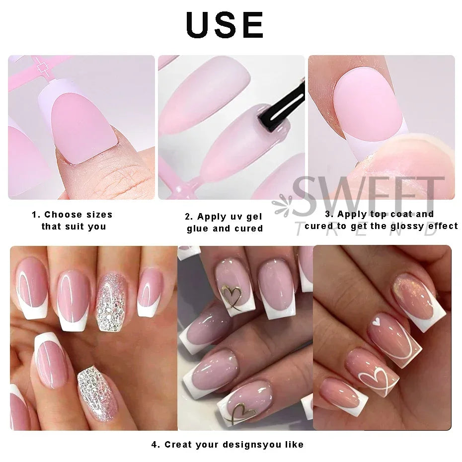 150–160pcs Short Square Press-On Nails – Soft Gel False Nail Tips for Manicure, Y2K Style Artificial Nails for Women