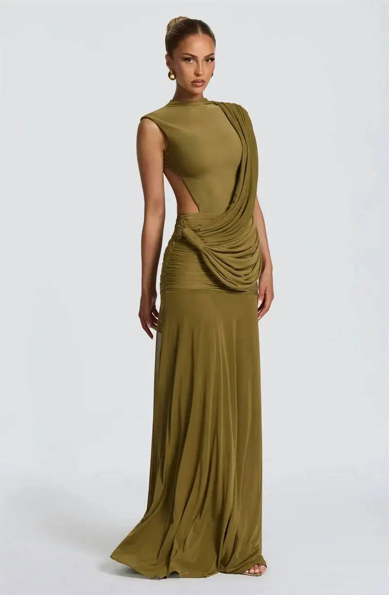 Mozision High Neck Backless Mermaid Maxi Dress