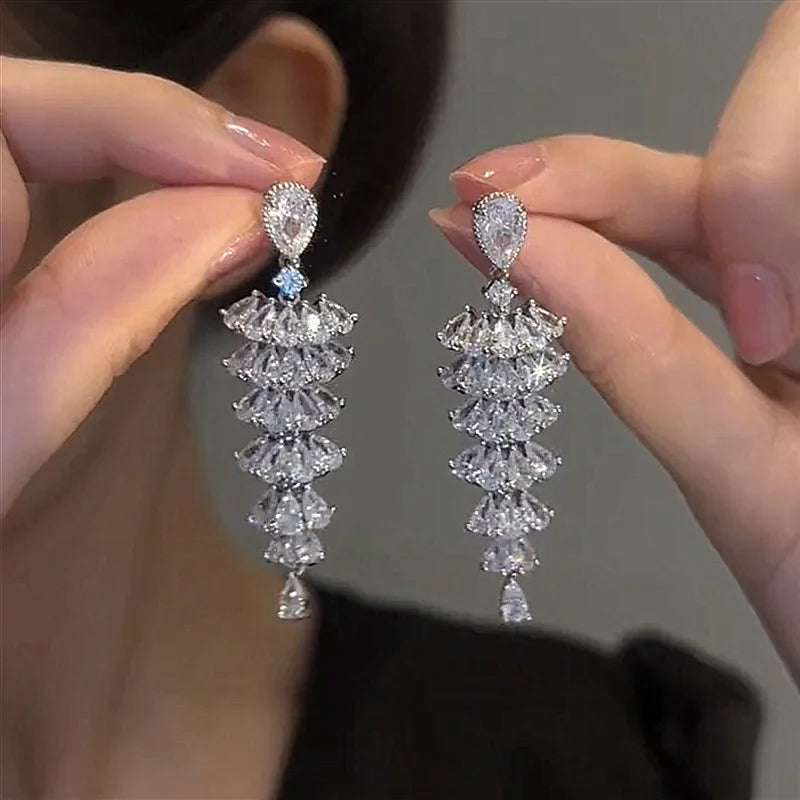 Gorgeous Geometric Drop Earrings for Women with Cubic Zirconia – Luxury Wedding & Party Jewelry