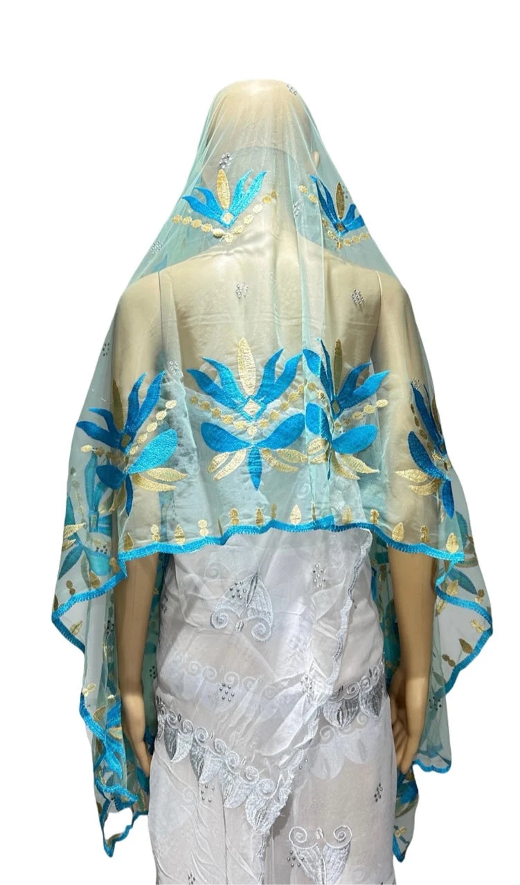 Women's Embroidered Voile Hijab Scarf
