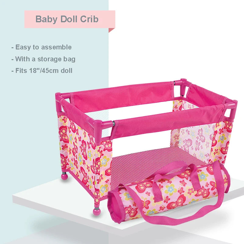 Baby Doll Crib & Pack-n-Play Set with Carry Bag — Fits Up to 18" Dolls