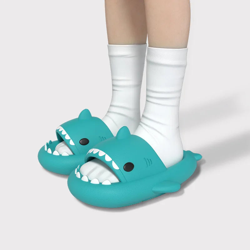 Thick-Sole Shark Slippers — EVA Slide Sandals