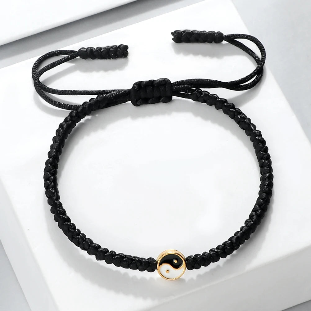 Yin Yang Tai Chi Pendant Bracelets For Men Women Handmade Adjustable Rope Couple Bracelets Fashion Friendship Jewelry Gifts