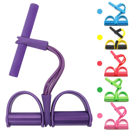 4-Tube Pedal Resistance Band with Handles – Home Gym Strength Training Rope