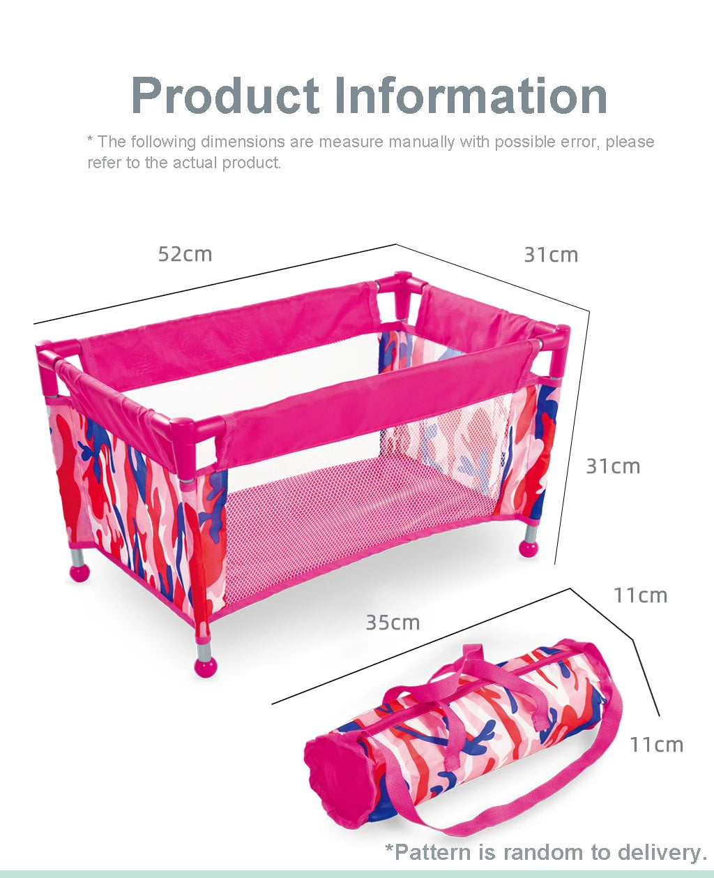 Baby Doll Crib & Pack-n-Play Set with Carry Bag — Fits Up to 18" Dolls