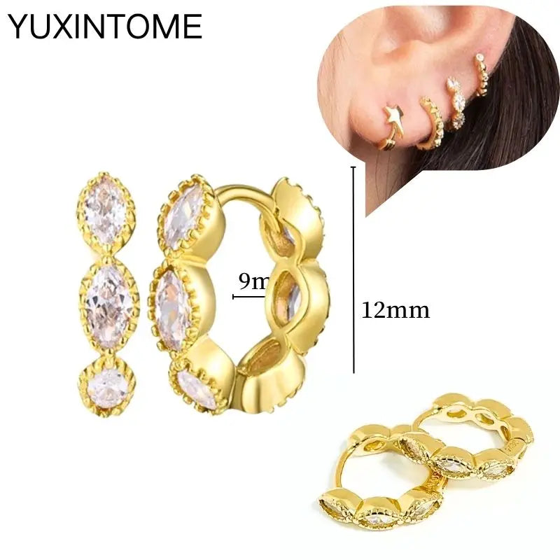 925 Sterling Silver Multi-Turn Hoop Earrings with White Zircon, Fashion Punk Jewelry for Women