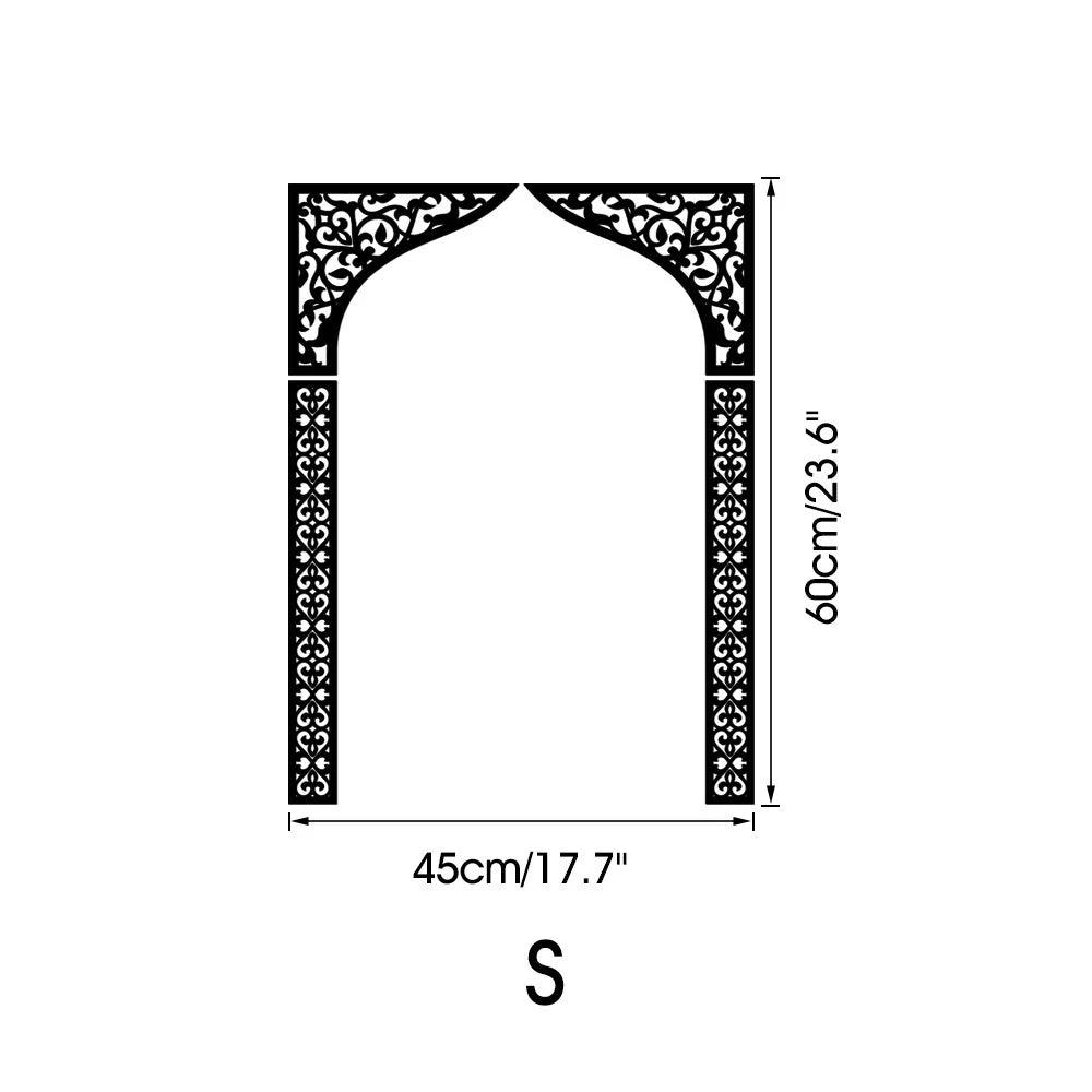 Islamic Arch Mirror Wall Sticker – Gold Acrylic 3D Mosque Frame Decal with Geometric Pattern for Ramadan & Eid Decor