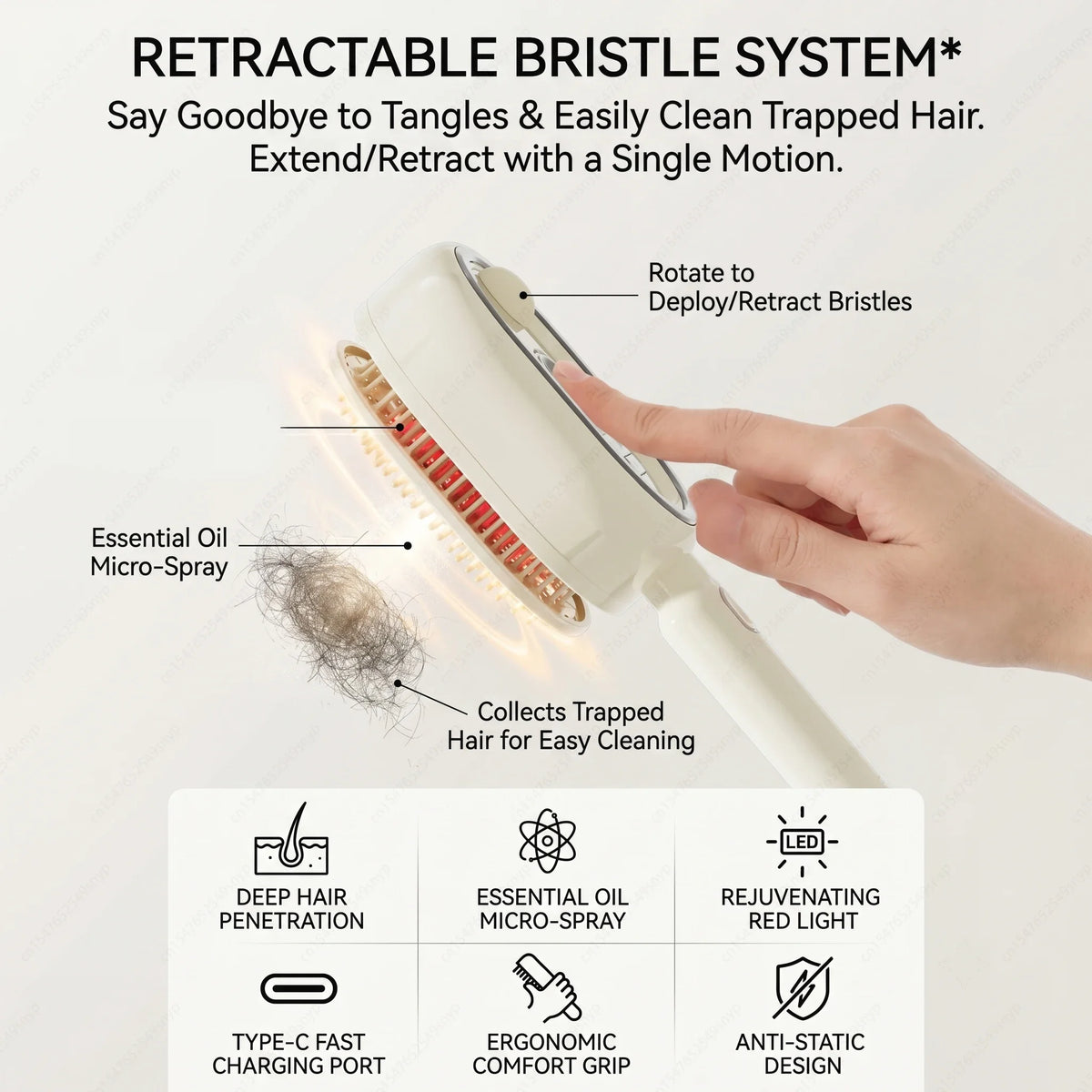 Plastic Hair Brush with Spray Feature