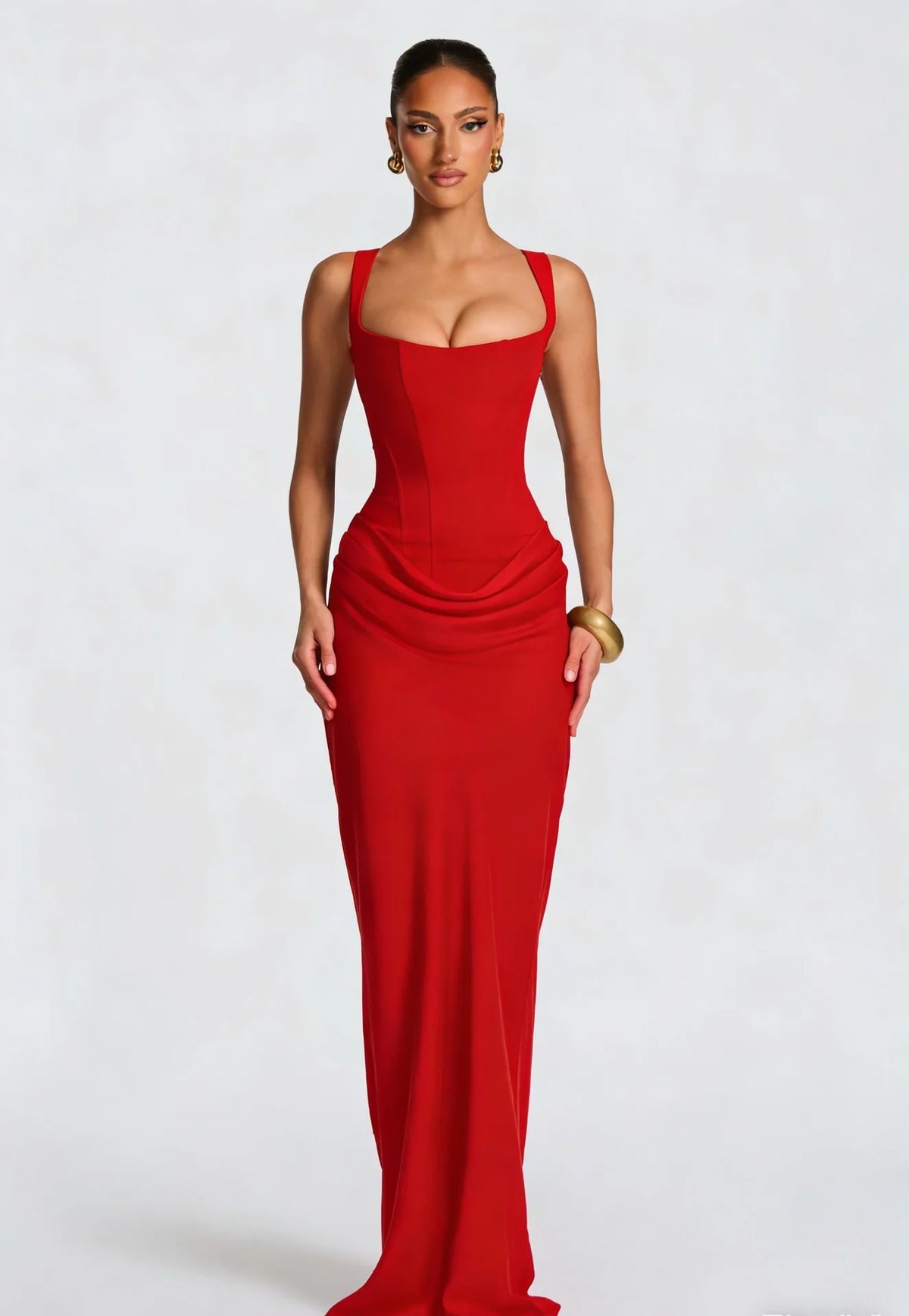 Fishbone Strap Evening Dress
