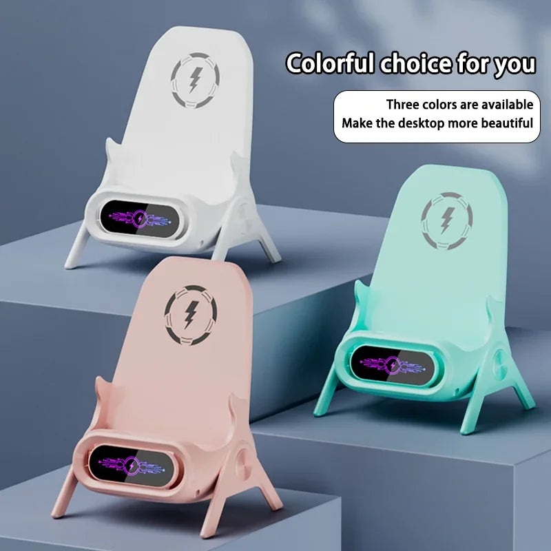 2025 Wireless Magnetic Fast Charger – 3D Cute Stool Design Desktop Stand & Phone Prop
