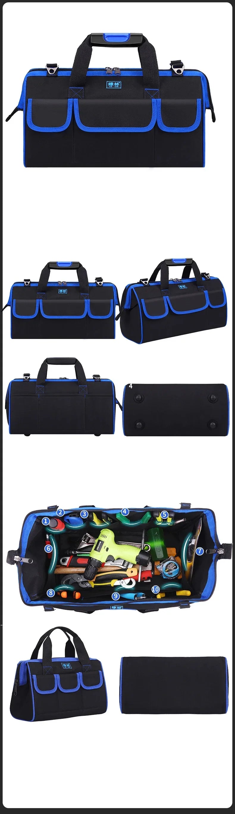 Large Oxford Cloth Tool Bag, Thickened Heavy-Duty Multi-Functional Tool Organizer for Electricians, Carpenters & Repairs