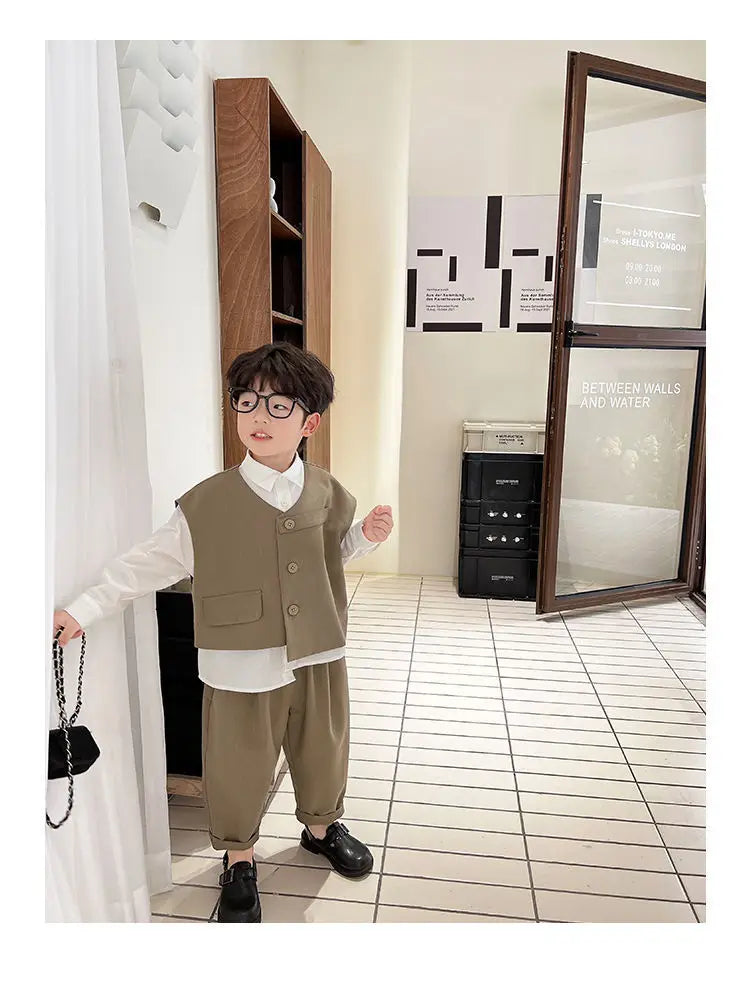 Boys 3-Piece Streetwear Clothing Set — Vest, Top & Pants