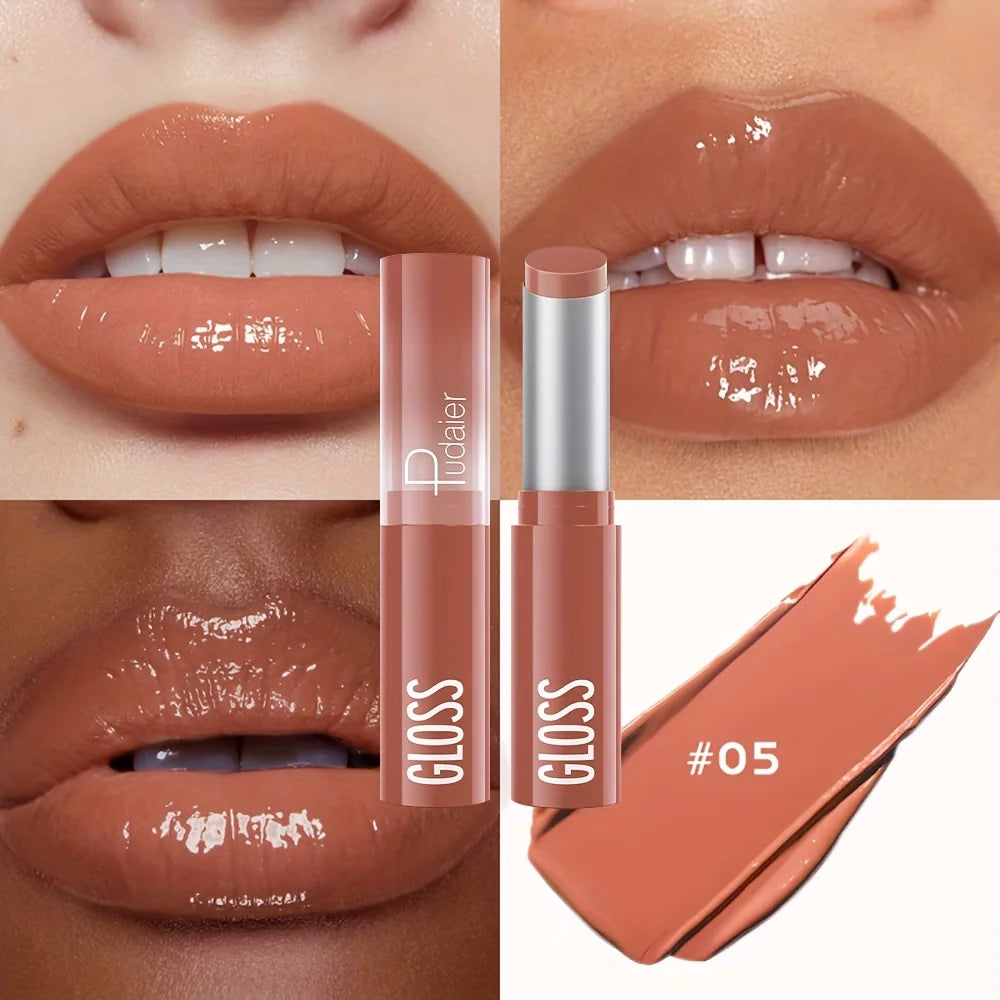 Glass Shine Lip Glaze – Mirror Finish Lipstick, Waterproof, Long-Lasting, Non-Transfer, Plumping Nude Shades
