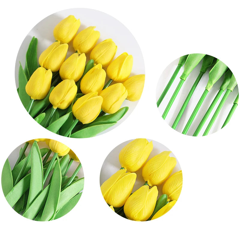 10Pcs Of Artificial Plant Tulip Soft Pole Room Dining Table Decoration Wedding Party Garden DIY Christmas Anniversary Decor