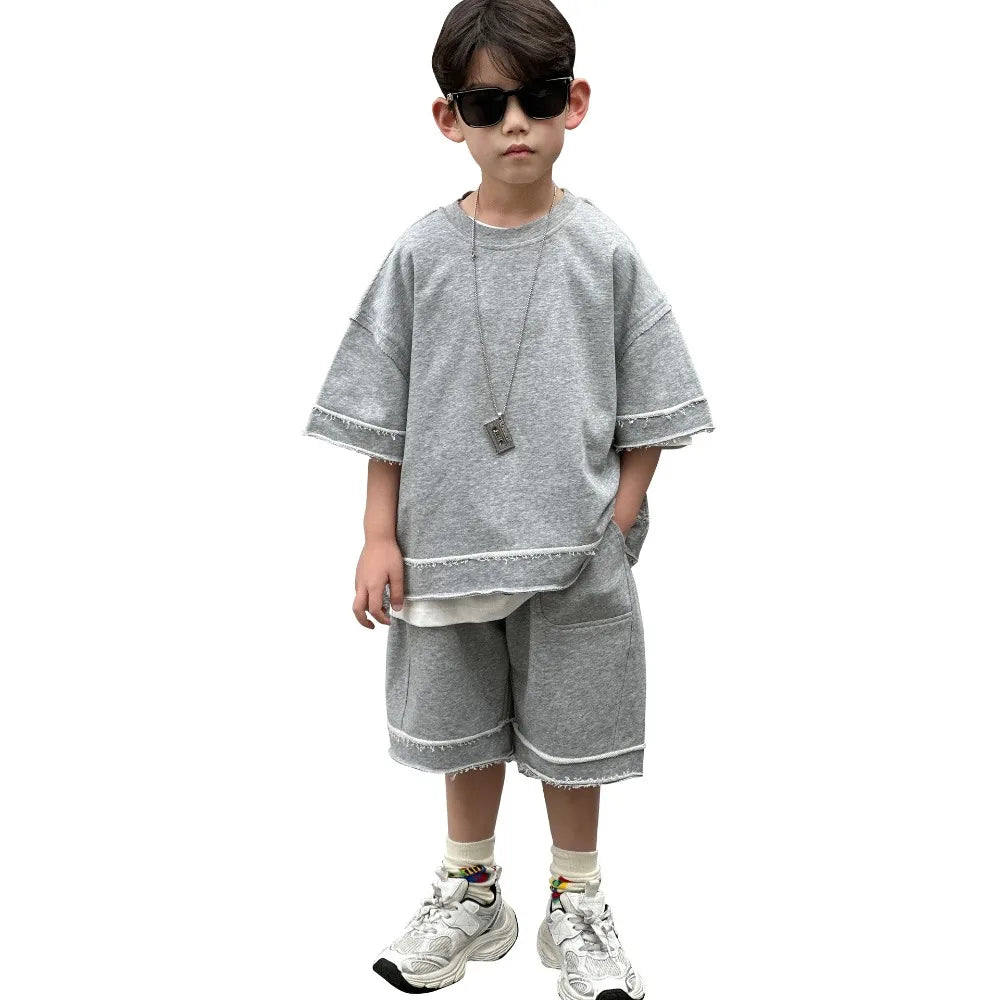 Kids Summer Short-Sleeve Shirt and Shorts Set