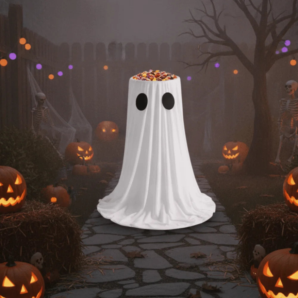 Halloween Light-Up Ghost Candy Bowl with Adjustable Stand