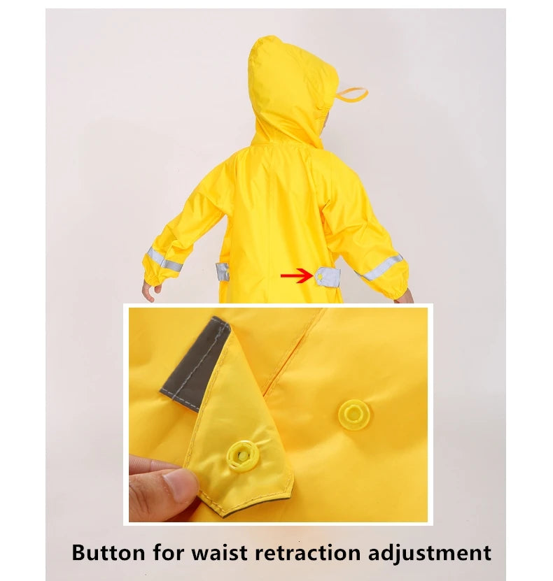 Children's Waterproof Rainwear Set – One-Piece Hooded Jumpsuit for Boys & Girls | Cartoon Dinosaur Design