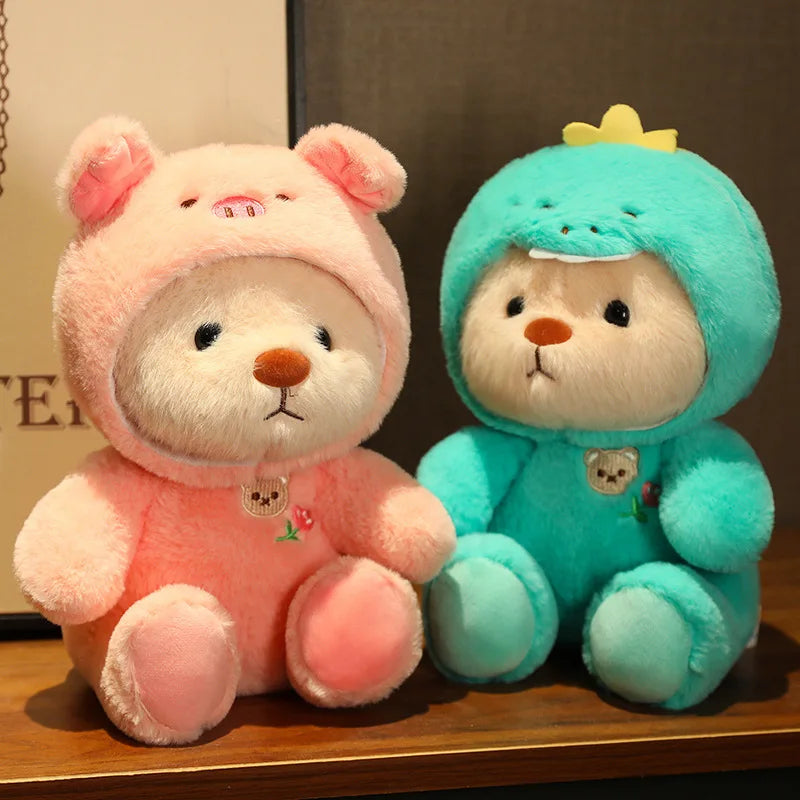 Anime Plush Toy 25/35cm – Jointed Bear, Bunny, Duck, Shark, and Pig Stuffed Animal