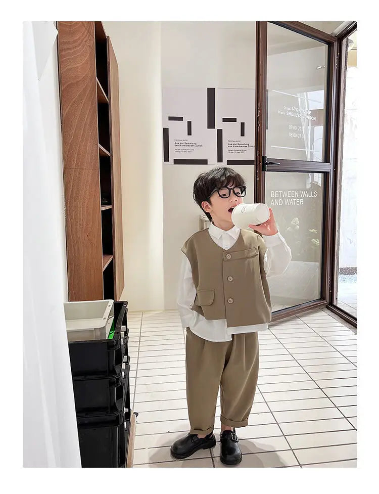 Boys 3-Piece Streetwear Clothing Set — Vest, Top & Pants