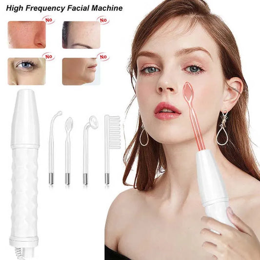 4-in-1 High-Frequency Facial Wand – Galvanic Therapy Tool for Acne, Anti-Aging, Hair Growth & Skin Care