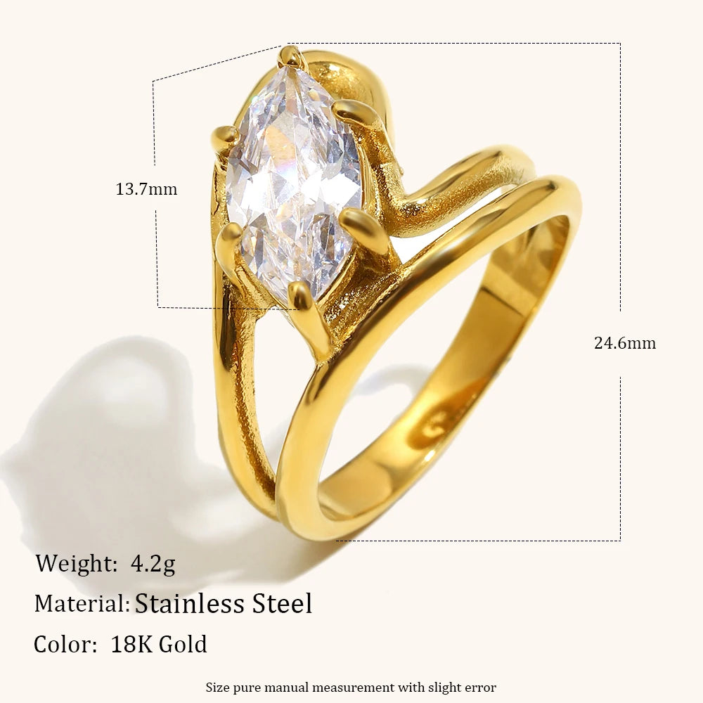 Shining Zircon Stainless Steel Women’s Ring – Fashion Jewelry