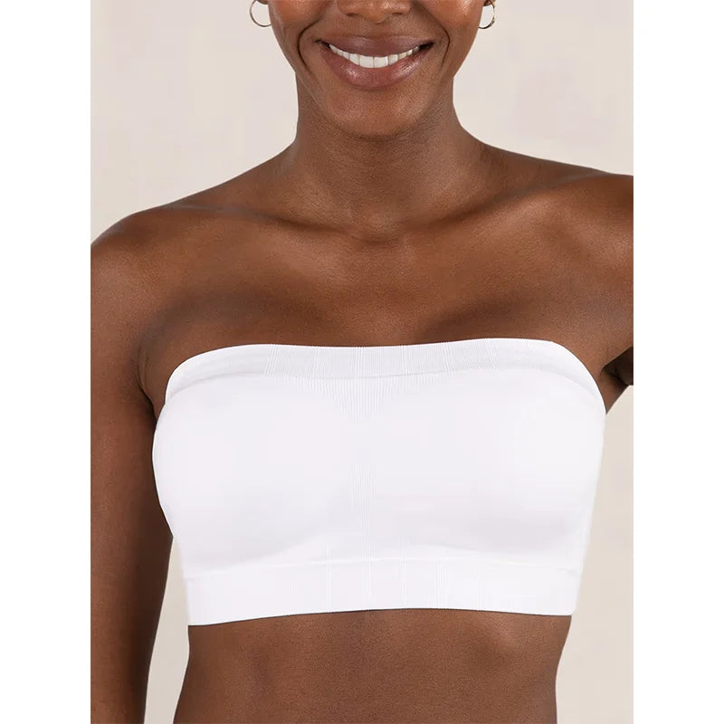 Women's Strapless Wireless Shaping Bra with Fixed Cups, Adjustable & Removable Straps, Stay-Put Silicone Grip, Seamless Everyday Support