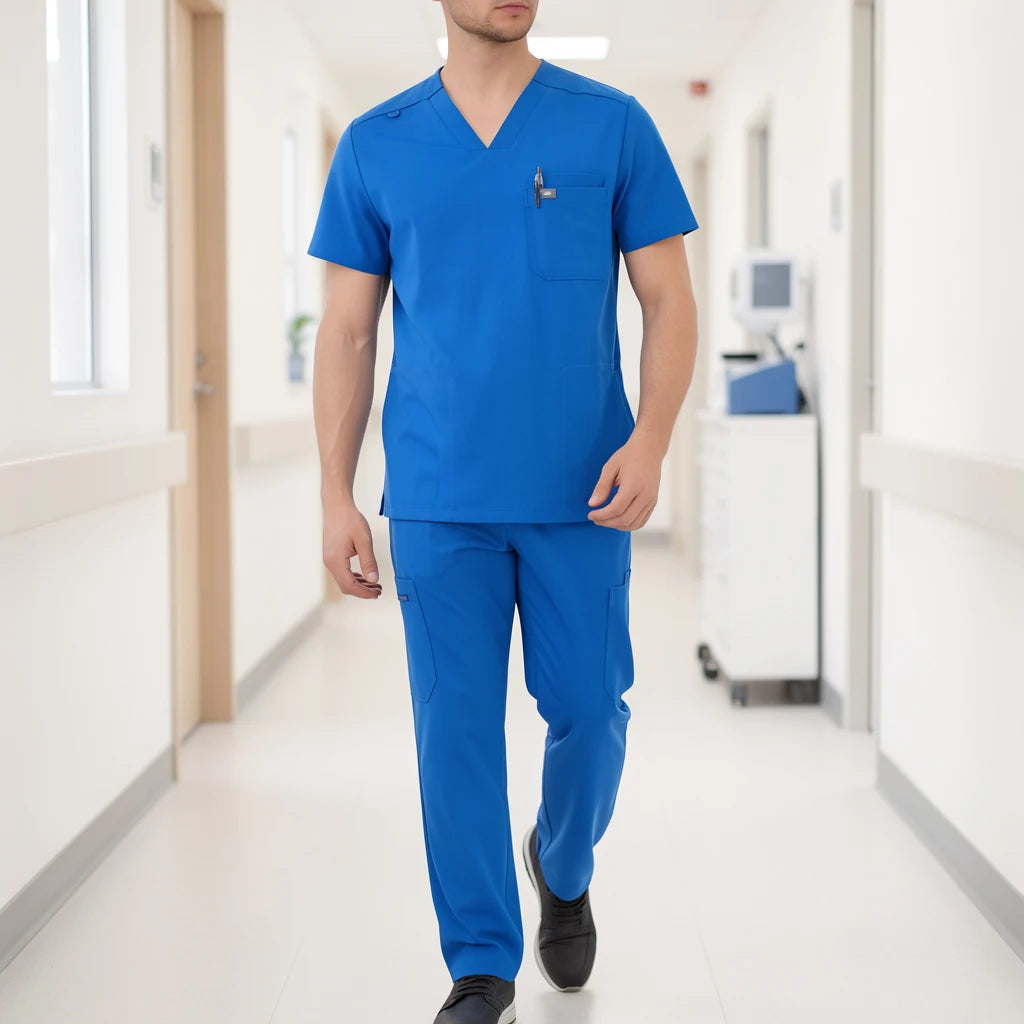 Medical Scrubs Set – V-Neck Top & Pants for Men and Women