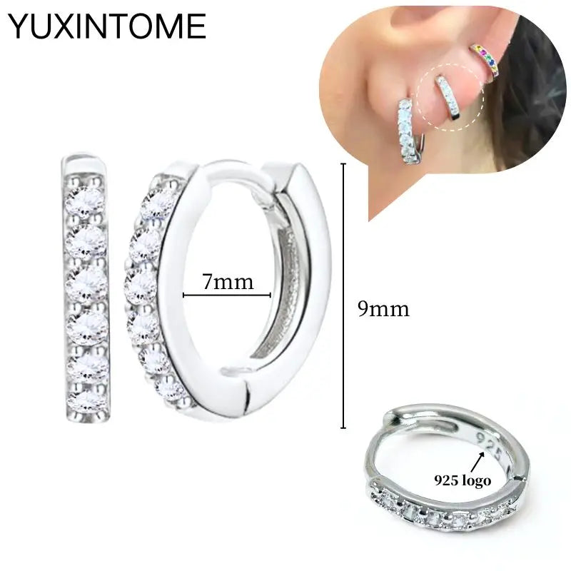 925 Sterling Silver Multi-Turn Hoop Earrings with White Zircon, Fashion Punk Jewelry for Women