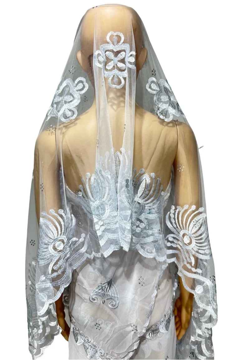 Women's Embroidered Voile Hijab Scarf