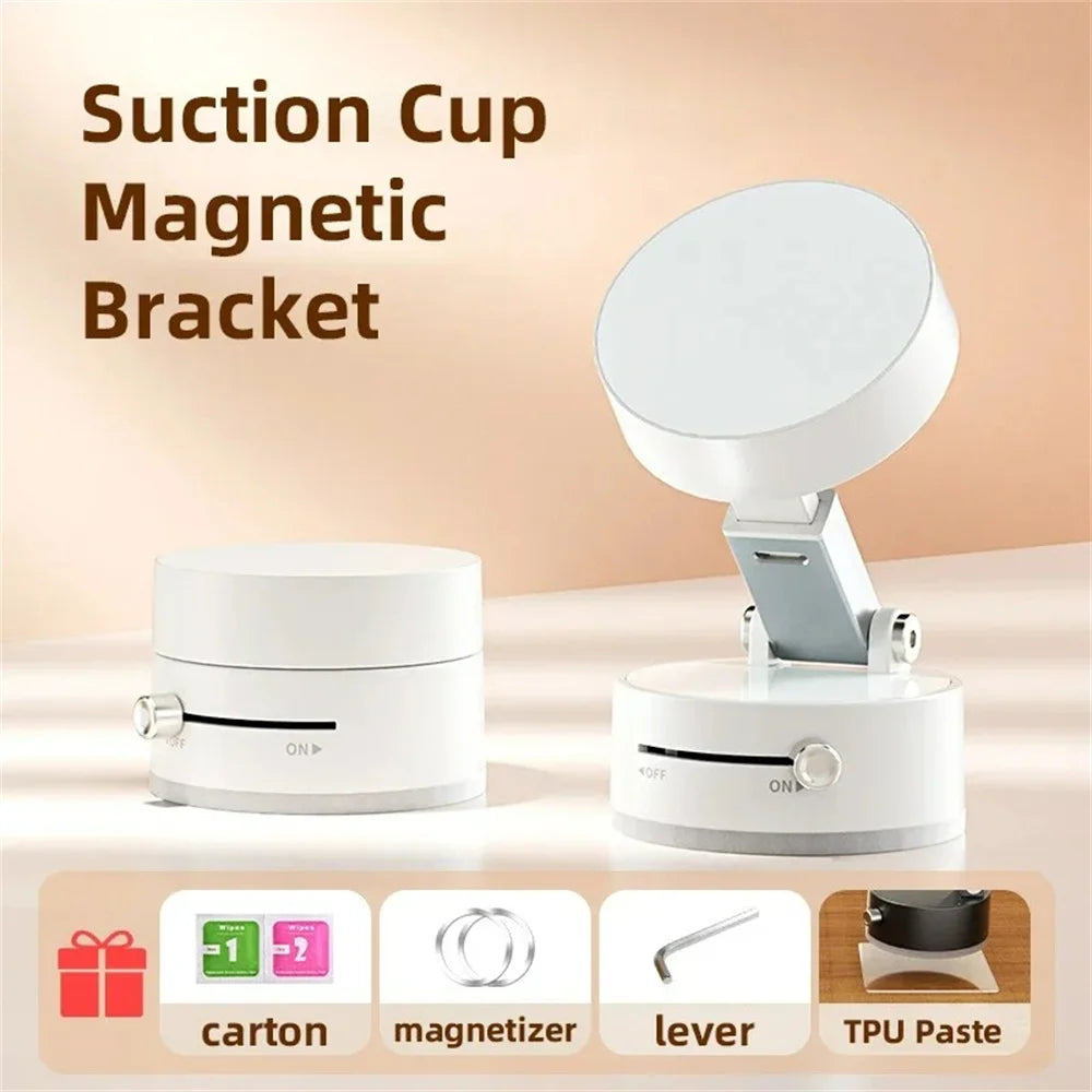 Magnetic Car Phone Holder – Foldable Dashboard Stand with 360° Rotation and Suction Cup Mount
