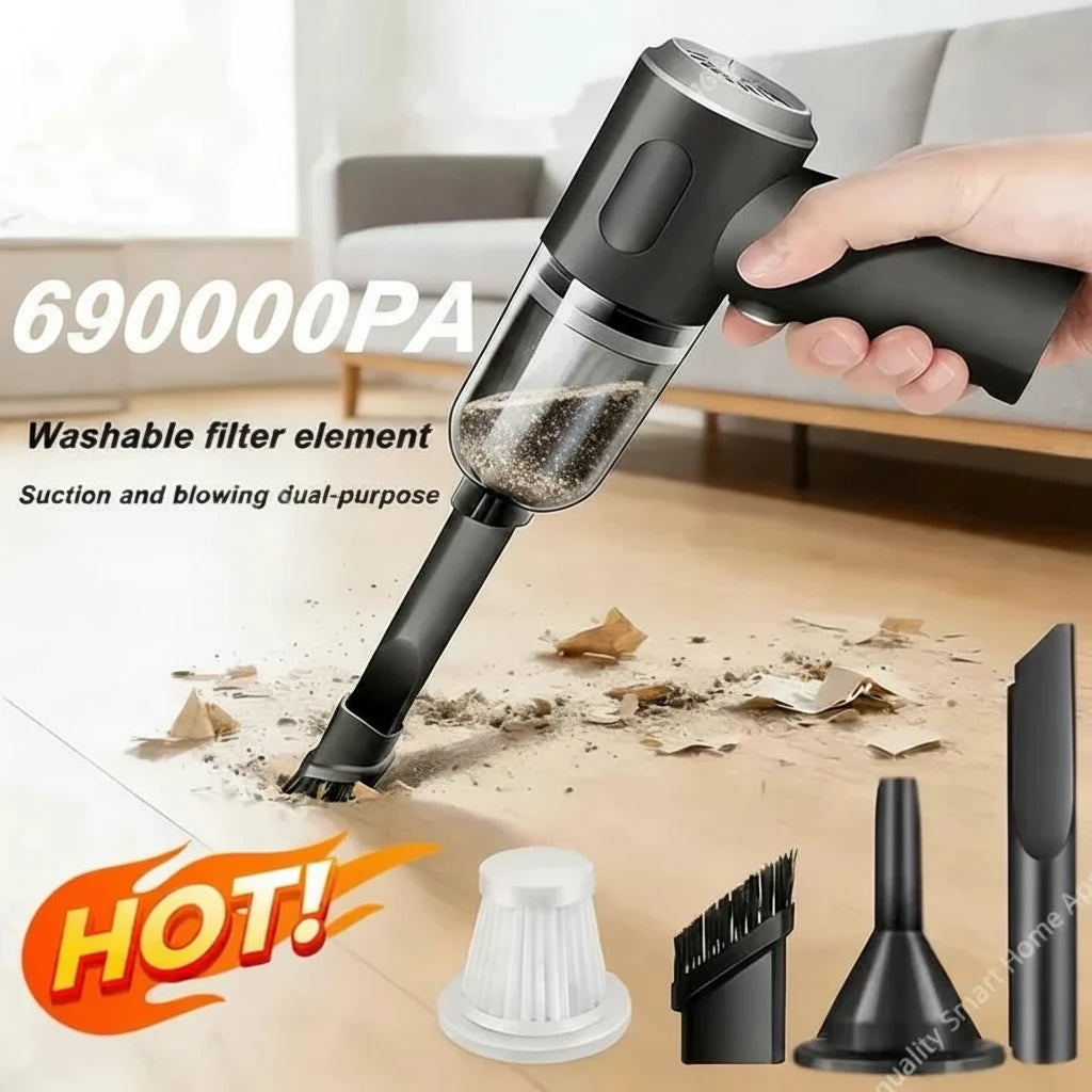 Cordless Handheld Car Vacuum Cleaner – Wet & Dry Portable Vacuum with Powerful Suction