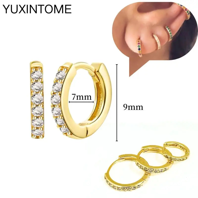 925 Sterling Silver Multi-Turn Hoop Earrings with White Zircon, Fashion Punk Jewelry for Women