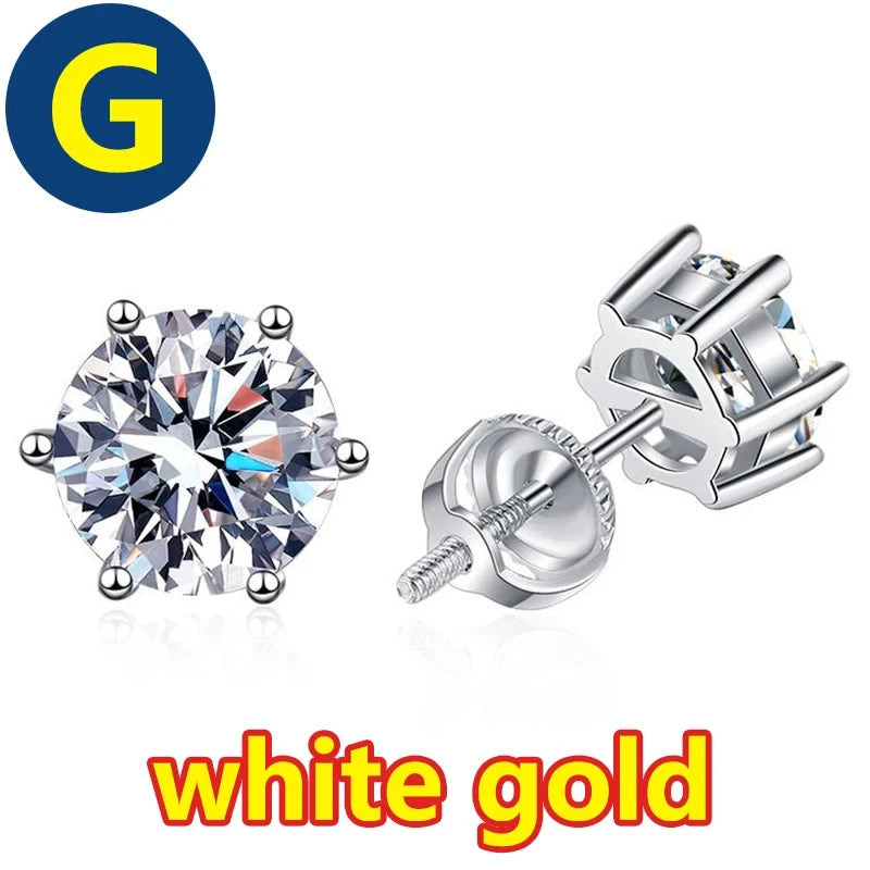Moissanite Stud Earrings – S925 Sterling Silver Unisex Studs (1–2 CT Options)