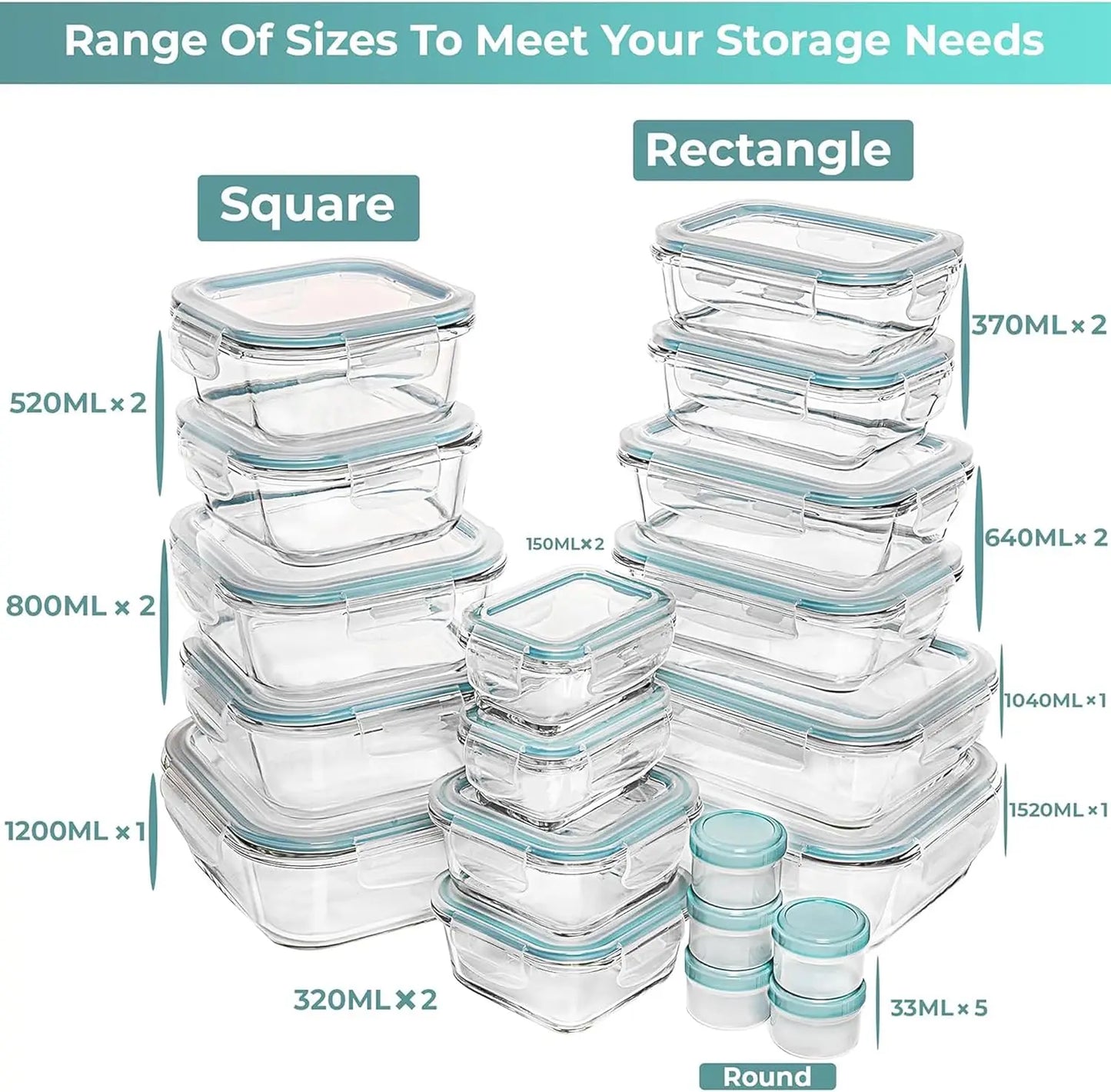 35-Piece Premium Glass Meal Prep Set – Airtight & Leak-Proof Food Storage Containers with Lids, BPA-Free, Oven & Fridge Safe, Perfect for Bento Boxes & Organized Kitchen
