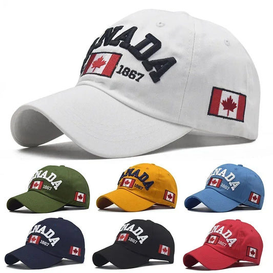 Canada Caps Men Women  Summer Fashion Hat Snapback Flag letter Embroidery Black White Baseball Cap Gorras hombre