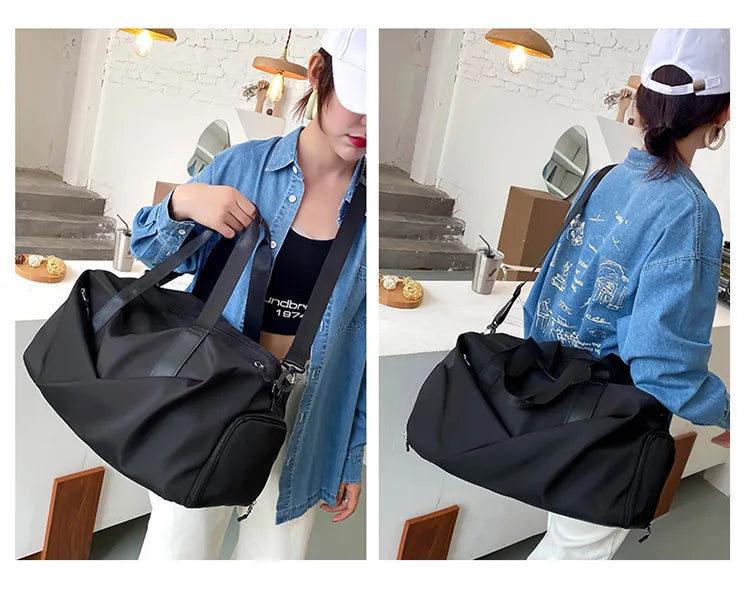 Women’s Gym Bag with Dry Wet Pocket – Sports Travel Duffel, Yoga Fitness Shoulder Tote, Swimming Weekend Bag with Shoe Compartment