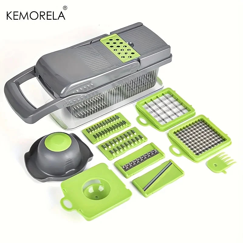 KEMORELA 15-in-1 and 22-in-1 Manual Vegetable Chopper, Dicer, Slicer and Grater with Collection Container